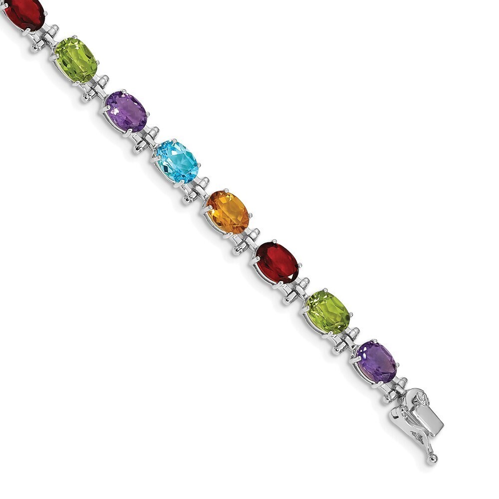 Kazi Luxury 14k White Gold Rainbow Gemstone Bracelet